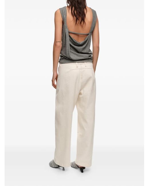 Bimba Y Lola White Stitched Barrel Trousers