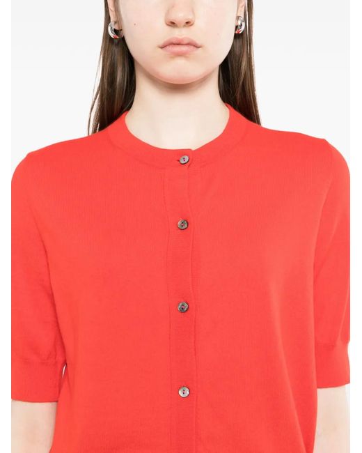 N.Peal Cashmere Red Short-Sleeved Cardigan