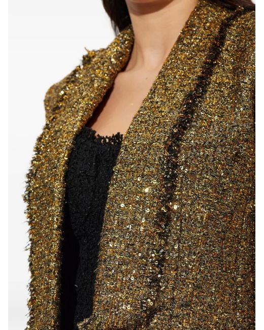 Balmain Green Sequin-Embellished Tweed Blazer