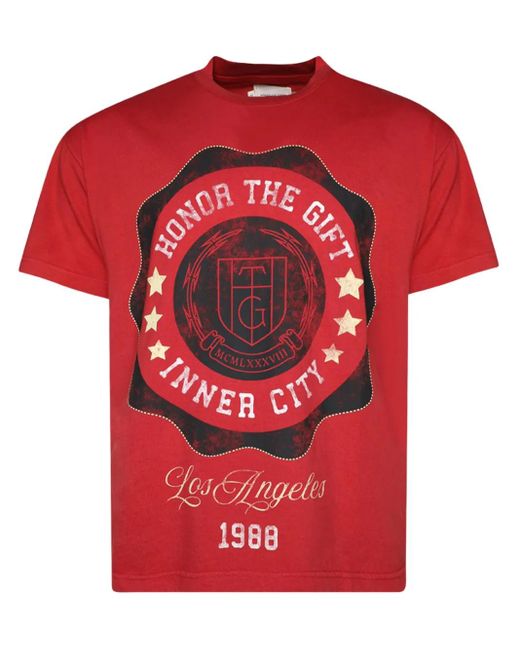 Honor The Gift Red Seal Logo Cotton T-Shirt for men