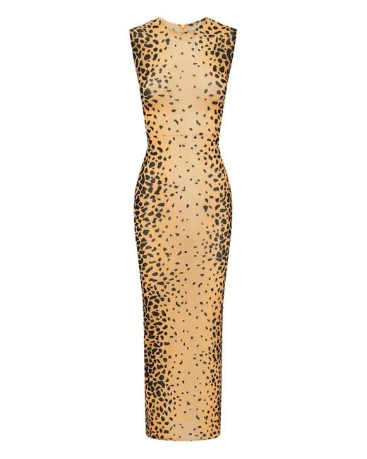 Alex Perry Metallic Sleeveless Power Mesh Midi Dress
