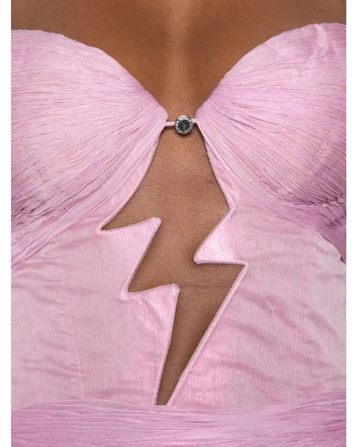 Maria Lucia Hohan Pink Kelly Lightning-Bolt Cut-Out Mini Dress