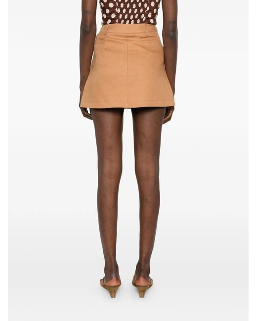 ACTUALEE Natural Pleated-Detail Skirt