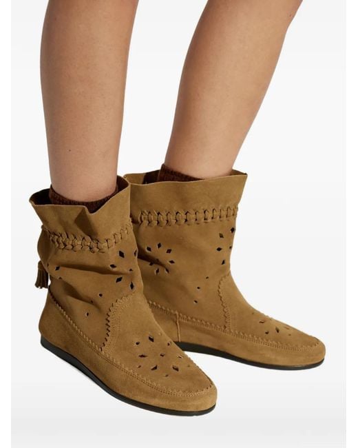 Isabel Marant Brown Woosta Braided Tassel Ankle Boots