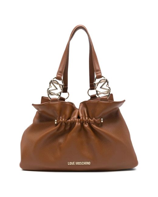 Love Moschino Brown Gathered Handle Shoulder Bag
