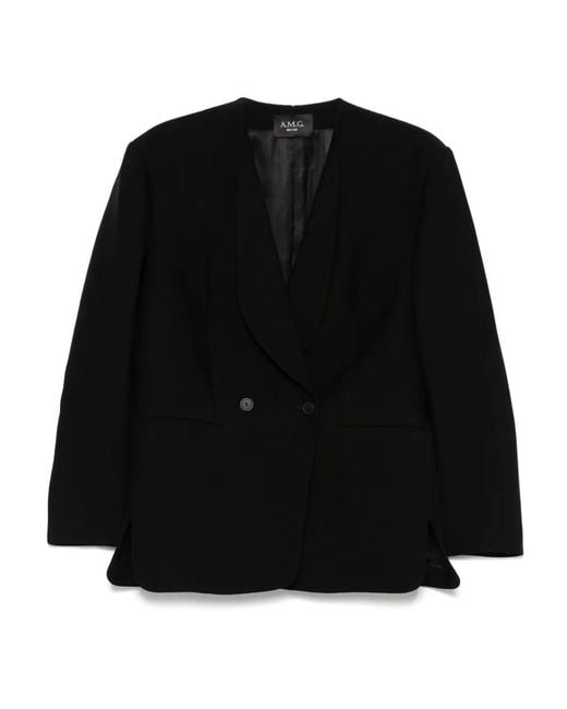 A.M.G Black Double-Breasted Blazer