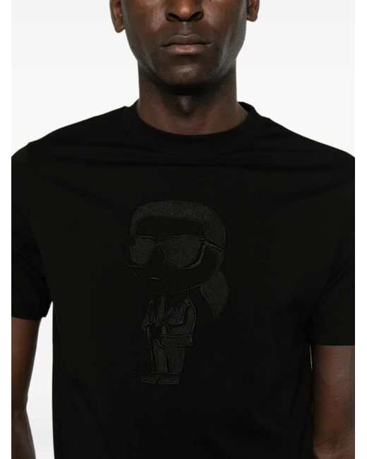 Karl Lagerfeld Black Ikonik-Patch Cotton T-Shirt for men
