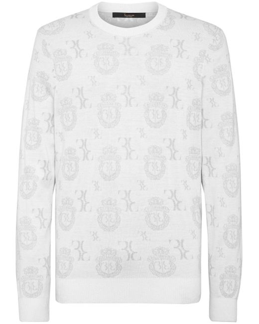 Billionaire Sweatshirt mit Wappen-Jacquardmuster in White für Herren