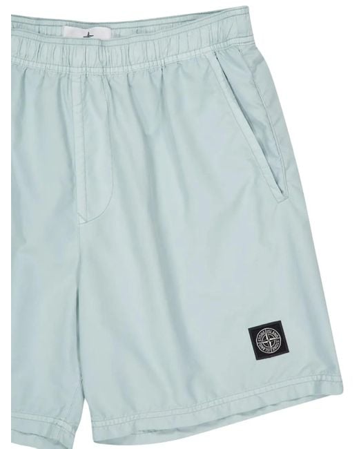 Stone Island Blue B100B09 Elasticated-Waistband Swim Shorts for men