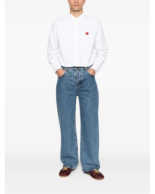 KENZO White Logo-Patch Shirt for men