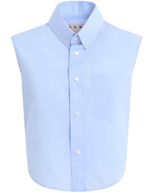 Marni Blue Sleeveless Cotton Shirt
