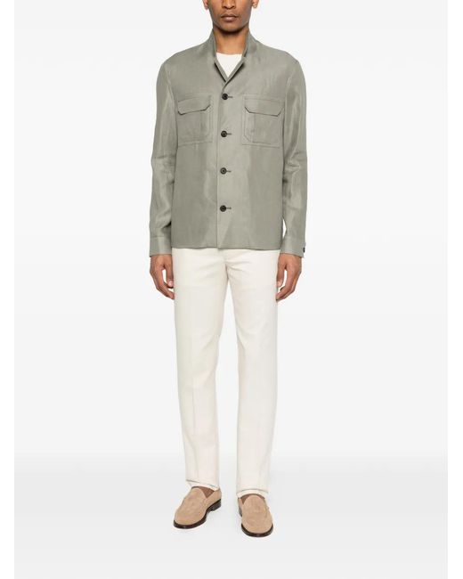 Corneliani Gray Button Flap-Pocket Jacket for men