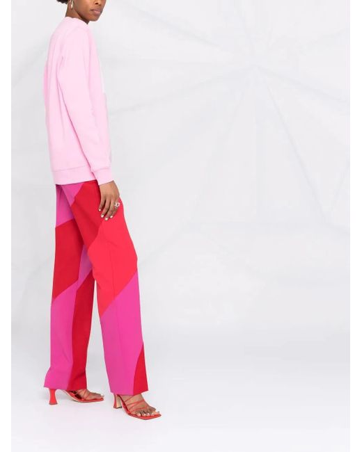 MSGM Pink Crew Neck Logo-Print Sweatshirt