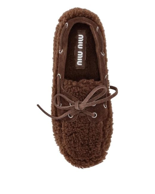 Miu Miu Brown Shearling Loafers