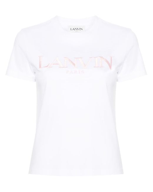 Camiseta con logo bordado Lanvin de color White
