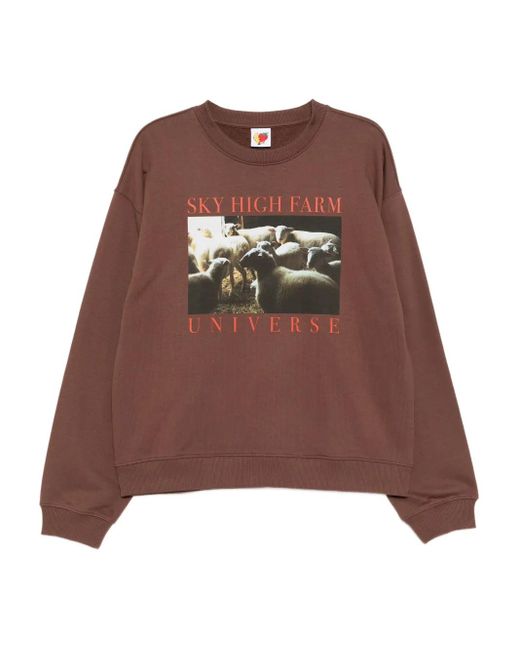 Sky High Farm Brown Graphic-Print Sweater