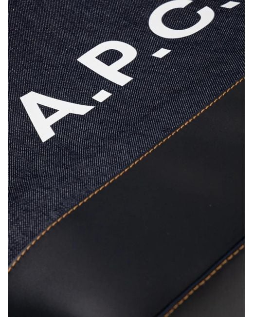 A.P.C. Black Large Axel Denim Logo Tote Bag