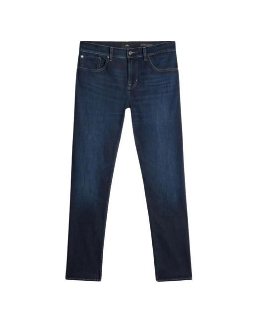 7 For All Mankind Blue Skinny Jeans for men