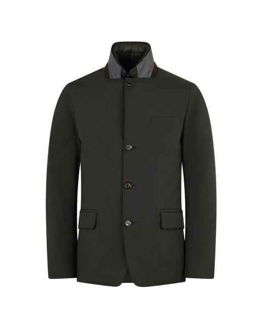 Moorer Black Button Collar Military Jacket for men