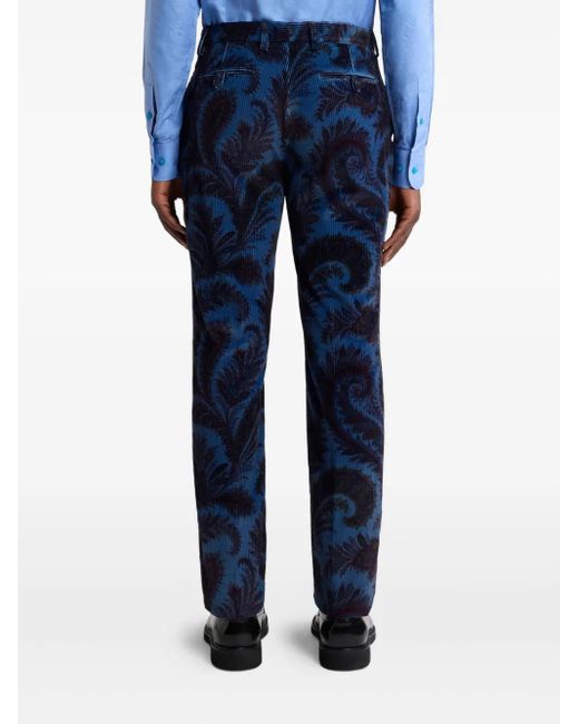 Etro Geribbelde Broek in het Blue voor heren