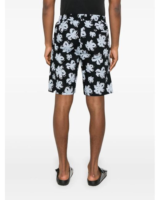 メンズ Karl Lagerfeld Flower-print Shorts Black