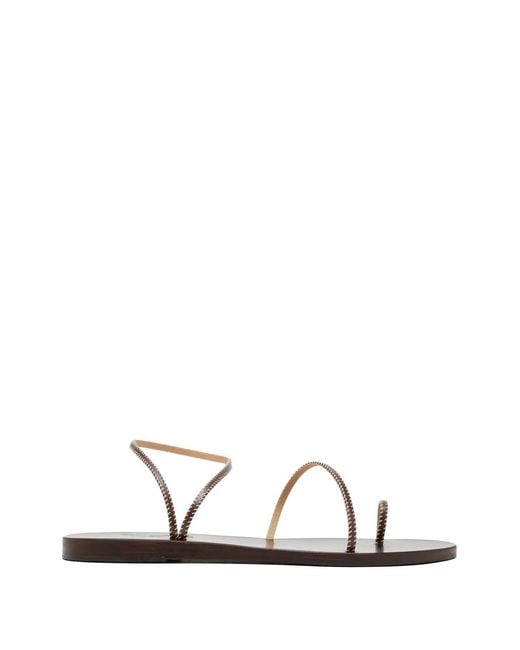 Ancient Greek Sandals White Eleftheria Stitched Sandals
