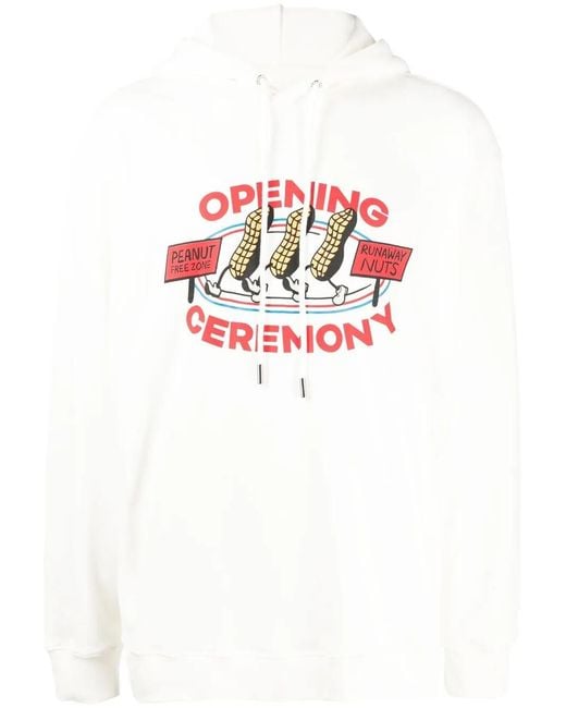 Opening Ceremony White Logo-Print Cotton Hoodie for men