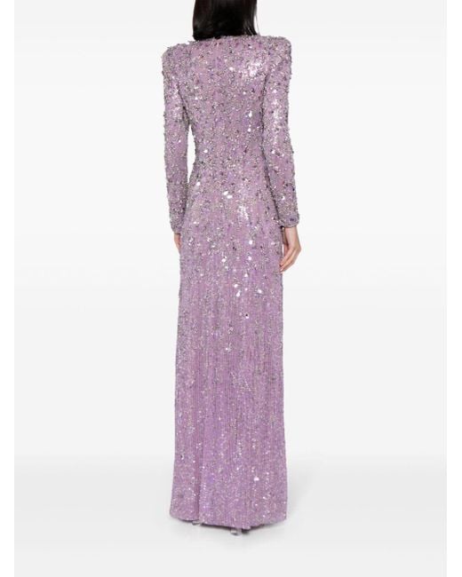Jenny Packham Purple Aurora Sequinned Gown Dress