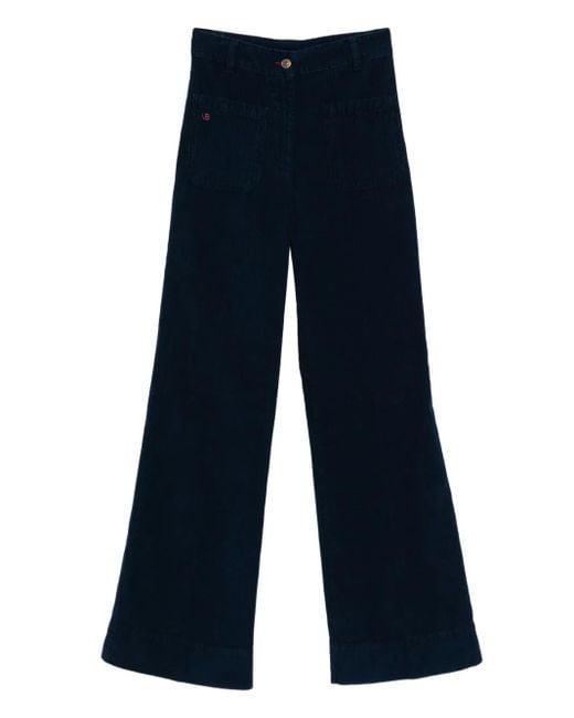 Victoria Beckham Blue Hose aus Cord mit Vordertaschen
