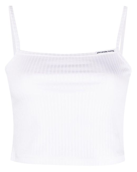 Alexander Wang Cami Ribbed-knit Cotton Tank Top in White