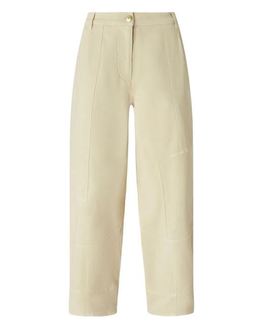 Pinko Natural Cropped Trousers With Mid-Rise Waist