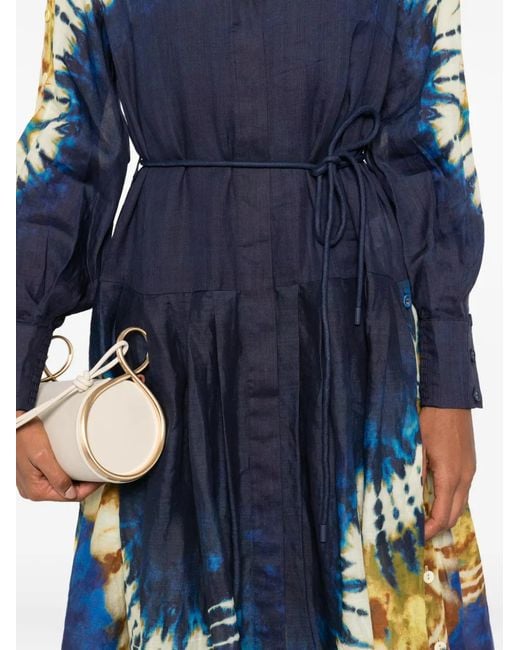 ALÉMAIS Blue Tie-Dye Tie Maxi Dress