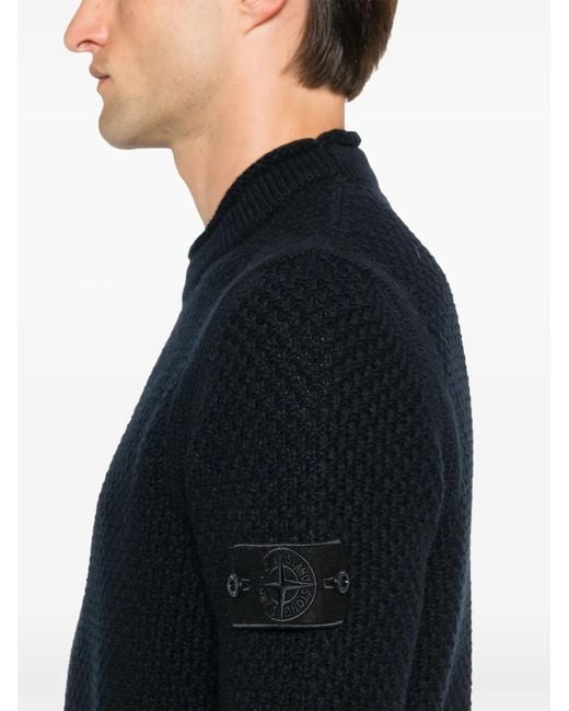 Stone Island Black Virgin Wool Knit Sweater for men