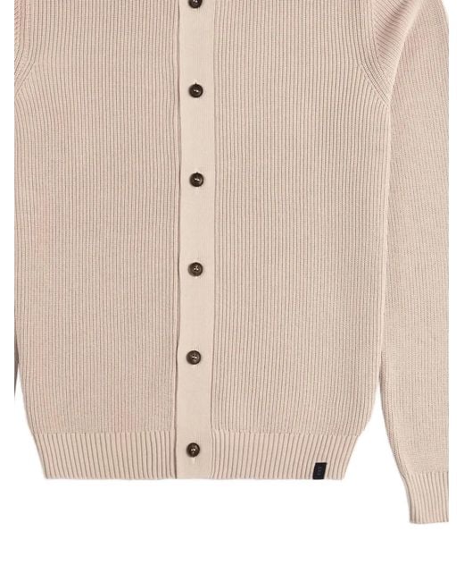 Fay Natural Cardigan En Maille À Design Côtelé for men
