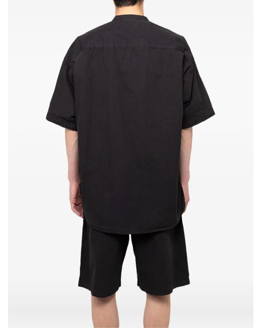 in・stru(men-tal) Black Half-Sleeve Band-Collar Shirt for men