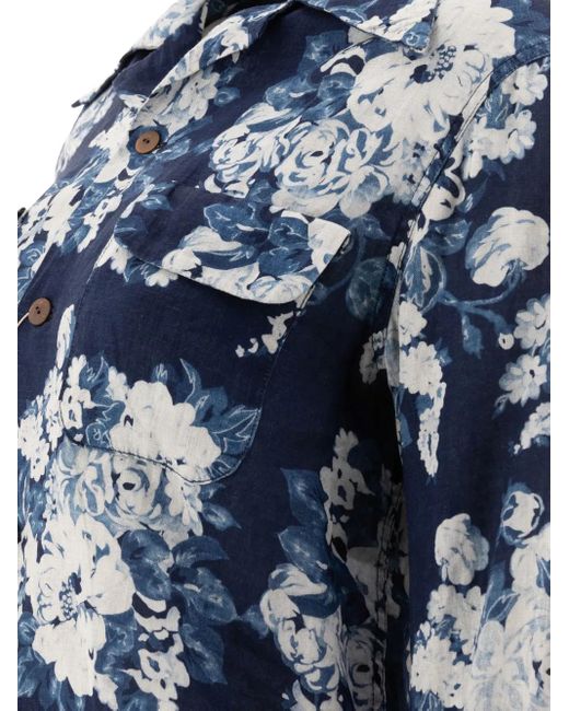 Kapital Blue Champetre Discharge Shirt