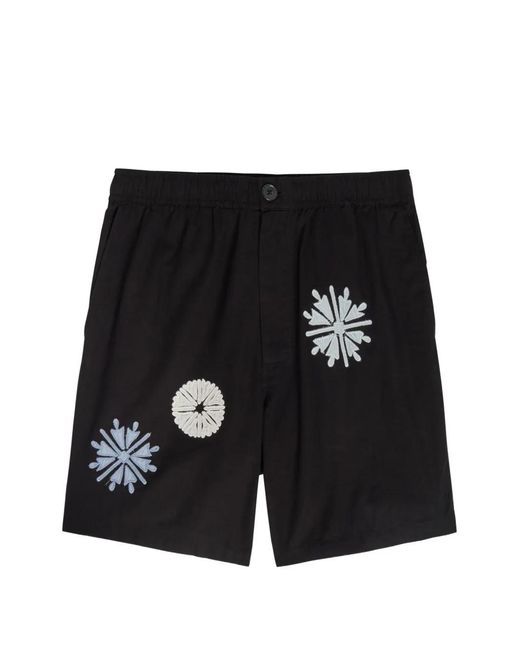 Wax London Black Kurt Embroidered-Motif Shorts for men