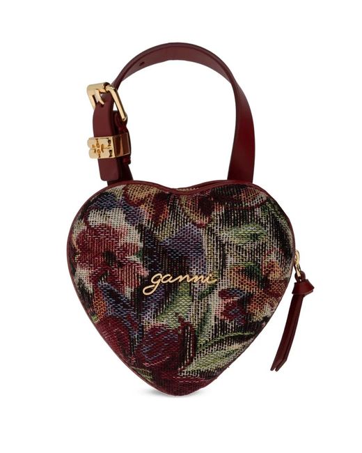 Ganni Brown Nano Tapestry Tote Bag