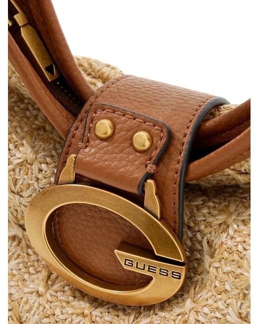 Guess Natural Camden Woven Logo-Plaque Tote Bag