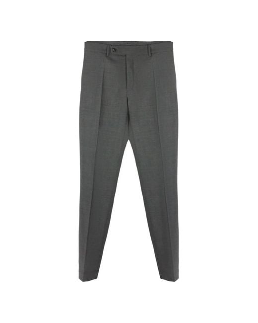 Incotex Gray Tapered Virgin Wool Trousers for men