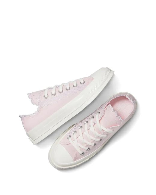 Converse Pink Chuck 70 Embroidered Scalloped-Edge Sneakers