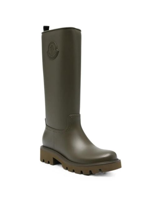 Moncler Green Kickstream Logo-Patch Rain Boots