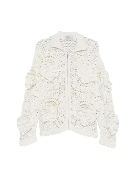 GIUSEPPE DI MORABITO White Floral-Appliqué Cardigan
