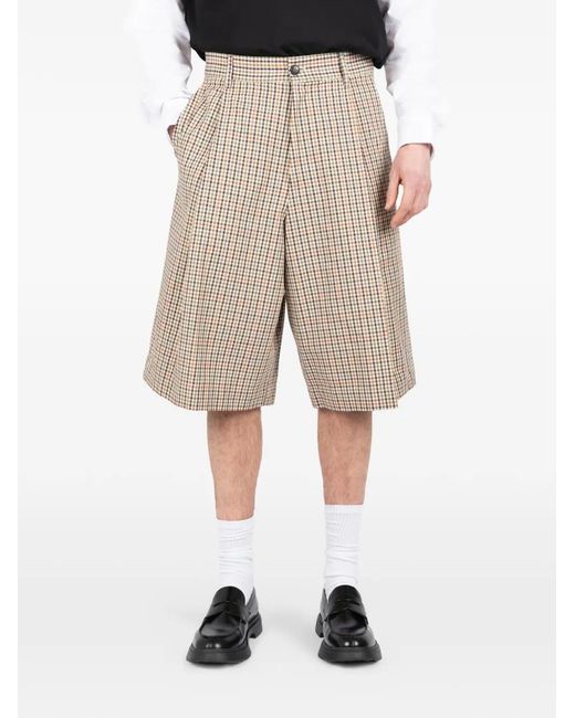 Societe Anonyme Natural Checked Pleated Shorts