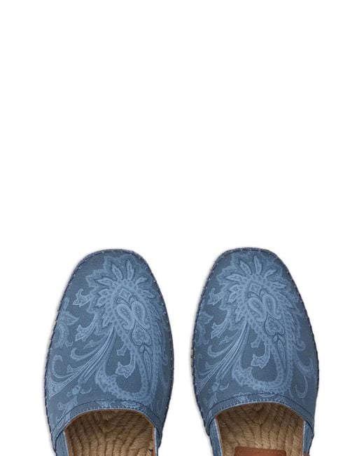 Etro Blue Canvas Espadrilles With Paisley Motif for men