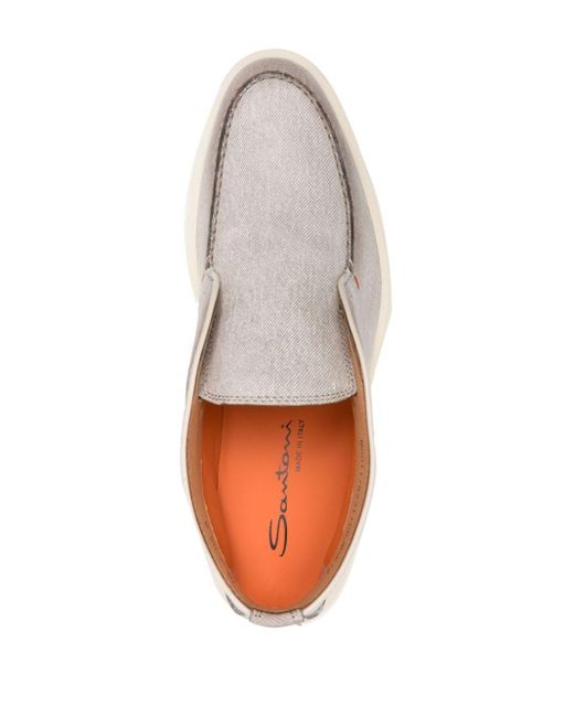 Santoni White Digits Leather Loafers for men