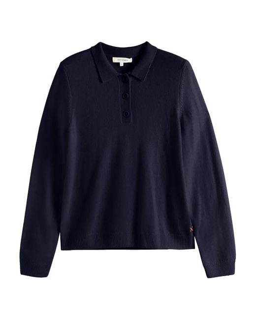 Chinti & Parker Blue Long-Sleeved Polo Knitwear