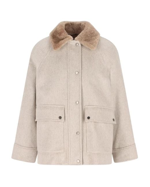 Brunello Cucinelli Natural Raglan-Sleeve Wool Jacket