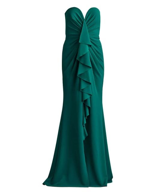 Vestido de fiesta palabra de honor con volantes Tadashi Shoji de color Green