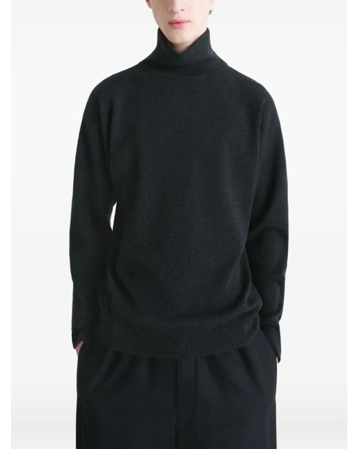 Lemaire Blue High-Neck Wool Sweater for men